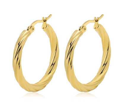Twisted Chunky Gold Hoop Earring for Women