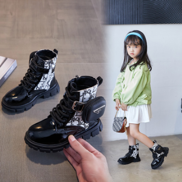 Black Boots for Kids Girl 2022 New British Style Boots For Kids OOTD For Kids Girl