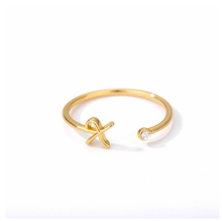 【Y&X】No fade 18K Gold 26 Initial Letters A G J Cubic Zircon Crystal Open Rings Finger Women Jewelry Gift X