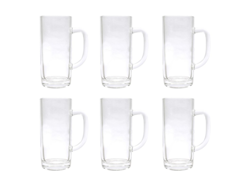 UNION GLASS Clear Glass Beer Mug Beer Lovers 400ml | 13.5oz [Set of 6]