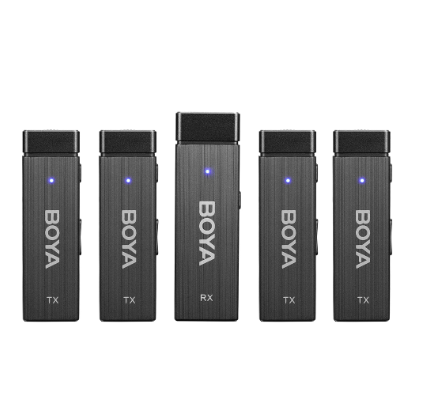 Boya BY-W4 Wireless Lavalier Microphones for Cameras Camcorder DSLR Phone Computer 4 Transmitters 7H Battery Life, 98ft Transmission
