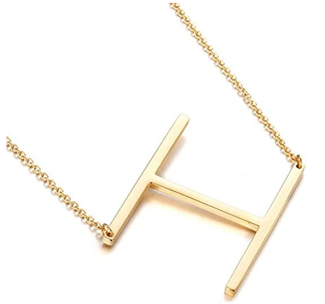 Stainless Chain with Letter Pendant Necklace H