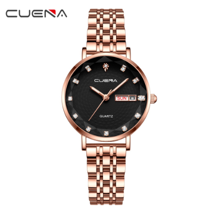 CUENA Women's Watch Top Brand Fashion Business Elegant Luxury Analog Quartz Stainless Steel Waterproof 6002 F010