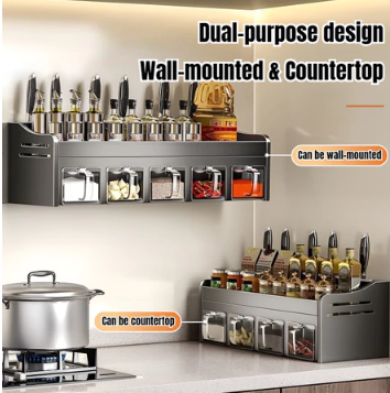 Condiments Organizer Utensils Organizer Spice Rack Knife Holder Kitchen Seasoning Storage Rack Shelf