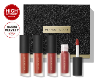 Perfect Diary Glamour Select Velvet Liquid Lipstick Set Cruelty-free 4 Mini Pack