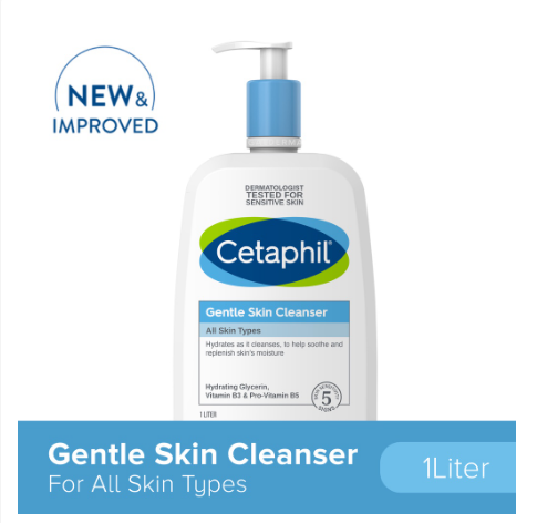 Cetaphil Gentle Skin Cleanser 1L (For Sensitive Skin / Non-Drying Facial Wash / Paraben Free)