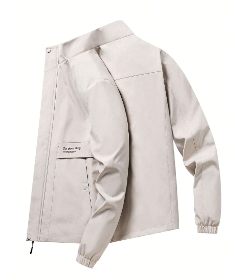 Fall Men's Casual Minimalist Zip-Up Stand Collar Outdoor Jacket
