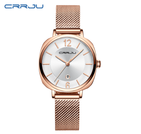 CRRJU Women's Watch Top Brand Multifunction Dial Fashion Sport Analog Quartz Stainless Steel Waterproof 2169 X  ROSE WHITE