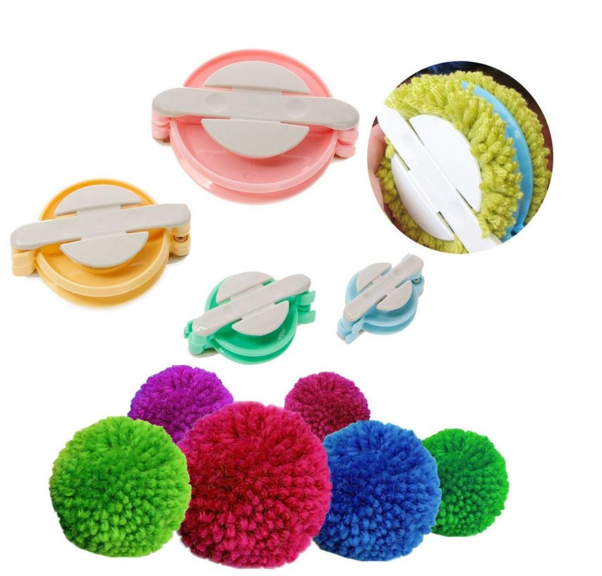 Round Pompom Maker Set For Hat Scarf Decoration Knitting Tool Fluff Ball Weaver Pom Pom 4 Sizes DIY Essential Needle Craft