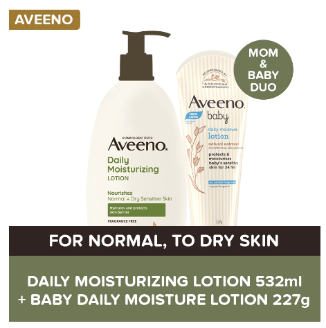 Aveeno Daily Moisturizing Lotion 532ml + Aveeno Baby Daily Moisture Lotion 227g Bundle