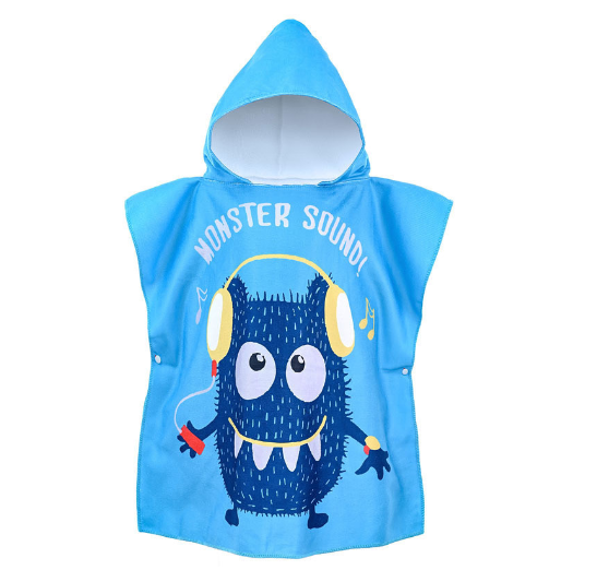 Children Bath Towel Cartoon Printed Baby Can Wear Hooded Bathrobe Beach Swimming Windproof Quick-Drying Cloak Kids Beach Towels T12