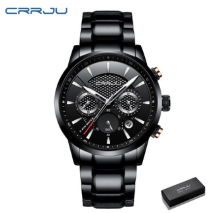 CRRJU Men's Watch Original Brand Multifunction Dial Business Luxury Analog Quartz Stainless Steel Waterproof 2212 M8