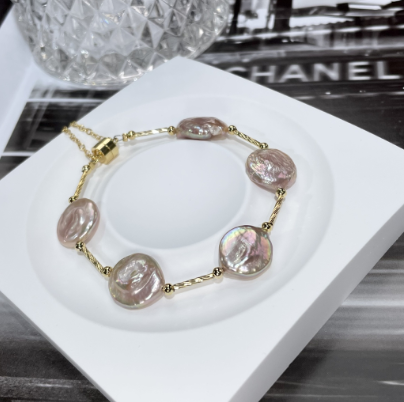 Natural Pink Purple Baroque Pearl Bracelet