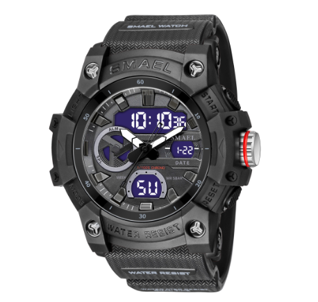 SMAEL Sports Outdoor Men's Watches Dual Display Analog Digital Wrist Watches LED Alarm Stopwatch Waterproof Tactical Male Clock 004