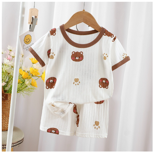 Baby Summer Casual Short-Sleeved Suit Baby Cotton Short-Sleeved  Shorts Suit Baby T-shirt Suit T9