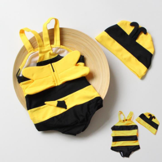 Girls Boys One-Piece Cute Little Bee Hot Spring Swimsuit Baby Children 1-3 Years Old