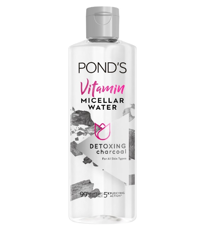 Ponds Vitamin Micellar Water Detoxing Charcoal with 5 Vitamins and Charcoal for a Clean Glow 100ML