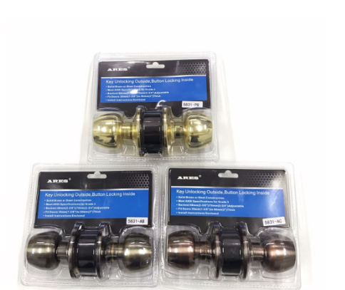 Ares DoorKnob Lockset W/ 3PCS Keys Cylindrical Door Knob Entrance Lockset Goal Lock