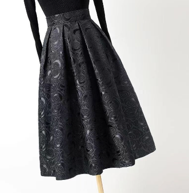 New Skirt Fashion Elegant Hepburn Vintage Umbrella Skirt High Waist Mid-Length A- line Skirt