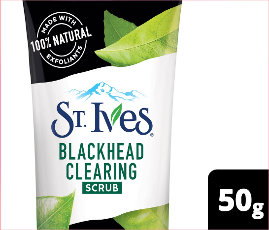 St. Ives Blackhead Clearing Green Tea Face Scrub Made with 100% Natural Exfoliants and Extracts 50g
