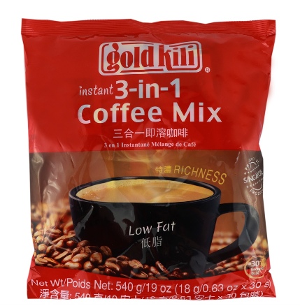Gold Kili Instant 3-in-1 Low Fat Coffee Mix 30 sachets 540g