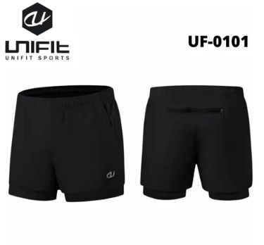Unifit 2 In 1 Dri-Fit Cycling Shorts Jogging Training Sports Gym Fitness Uf-0101