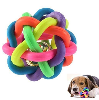 Braided Rope Dog Ball Knot Chew Toy Rainbow Color Pet Ball Natural Rubber Material 6.5CM Size