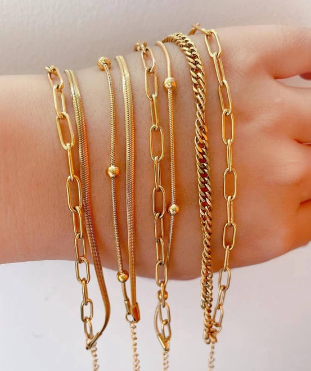 18k Gold Stainless Steel Double Layer Fashion Bracelet Accessories for women