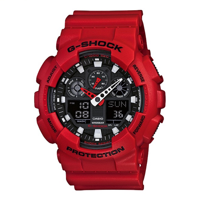 Casio G-Shock Standard Analog-Digital Red Resin Digital Watch For Men CGA-100B-4ADR