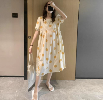 Maternity Wear Polka Dot Maternity Dress Large Size Pregnant Women Dress