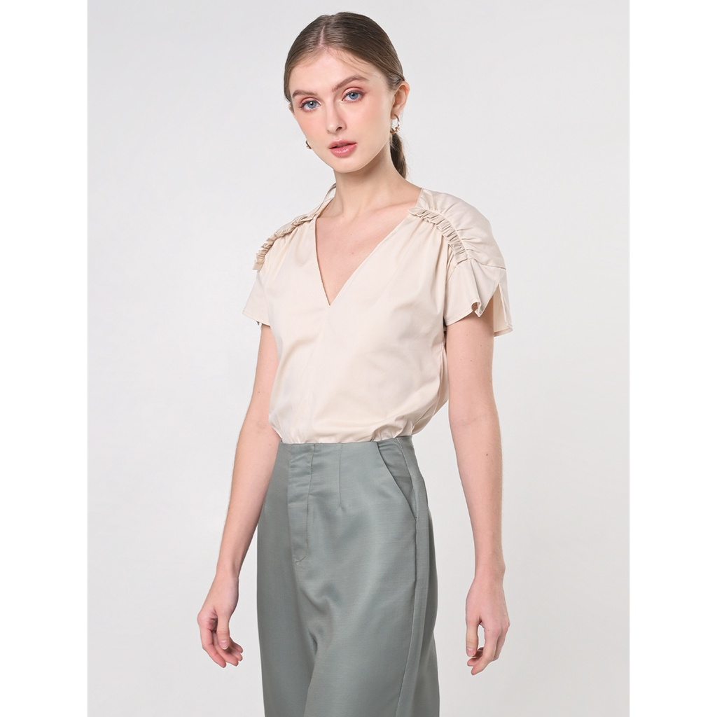 Secret Garden Jenn Short Sleeve Top (Beige)