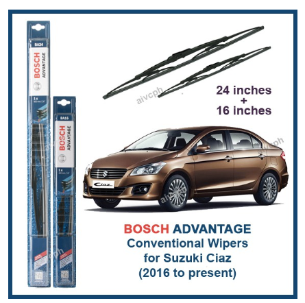 Bosch Advantage Wiper Set Suzuki Ciaz (24" / 16") Conventional Blade 24 16 (2016 to present)