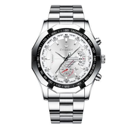 FNGEEN S001 Men's Quartz Watch SILVER WHITE