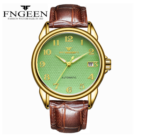 FNGEEN 6608 Men's Automatic Mechanical Watch  GOLD GREEN