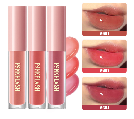 Pinkflash 3pcs Lip Gloss Set Moisturizing Shine Shimmer Lipstick Plumping Tint Care