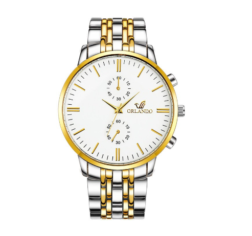 ORLANDO Men Watches Luxury Gold Stainless Steel Quartz Wristwatches Fashion Business Watch M3