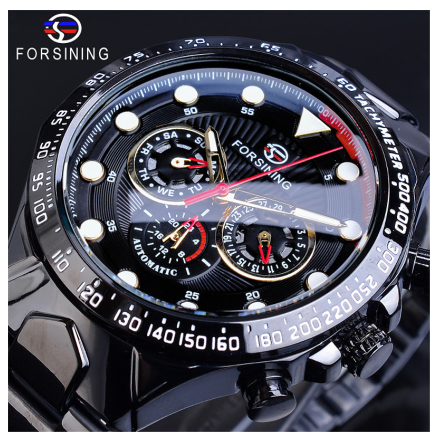Forsining Automatic Watch for Men Mechanical Watches Luxury Stainless Steel Calendar men watch Waterproof 1