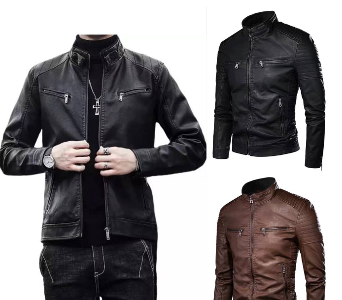 Men's Leather Jacket High Quality Coat Tops