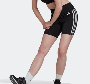 Adidas Essentials 3-Stripes High-Waisted Short Leggings Women Black HK9964