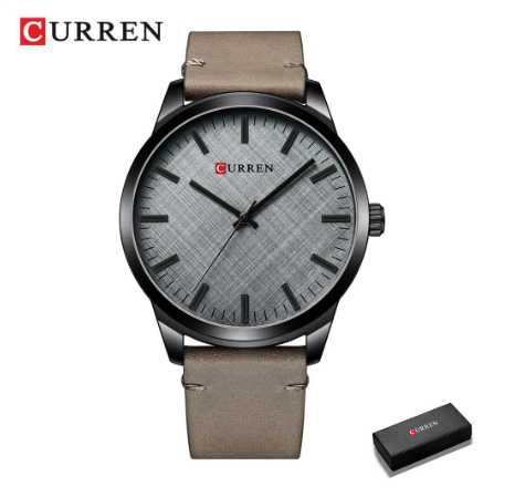 Curren Men's Watches Fashion Business Quartz Leather Classic Casual Waterproof 8386 KHAKI BLACK