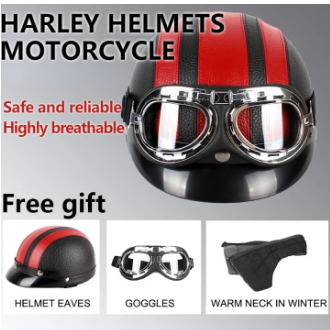 Harley Helmet with goggles& warm neck Half Face Full face helmet Bike bicycle