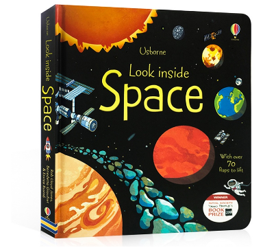 Usborne Look Inside Space Educational English 3D Picture Books for Kids Baby Montessori Board Book