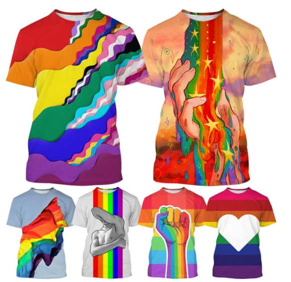 New Fashion Rainbow 3D Printed T-shirt Summer Fashion Personality Hip-hop Casual Round Neck Short Sleeve Fun T-shirt Top