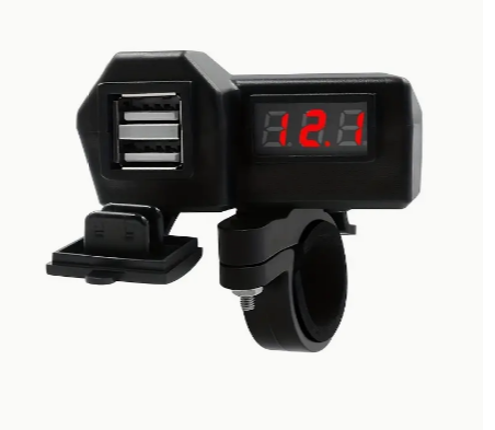 12V Motorcycle Waterproof Dual Usb Charger With Voltmeter Display 2 Usb Port 3.1A Charger Handlebar Installation