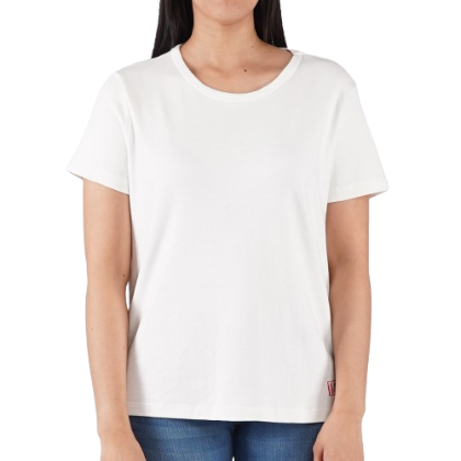 Bobson Japanese Ladies Basic Plain Round Neck Tees for Women Trendy Relaxed Fit 121774 (White)