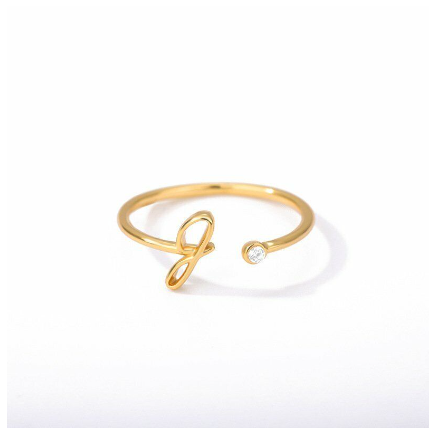 【Y&X】No fade 18K Gold 26 Initial Letters A G J Cubic Zircon Crystal Open Rings Finger Women Jewelry Gift G