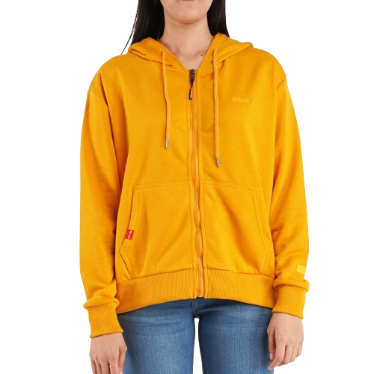 Bobson Japanese Ladies Basic Plain Hoodie Jacket for Women Trendy Loose Fit 121618 (Yellow Gold)