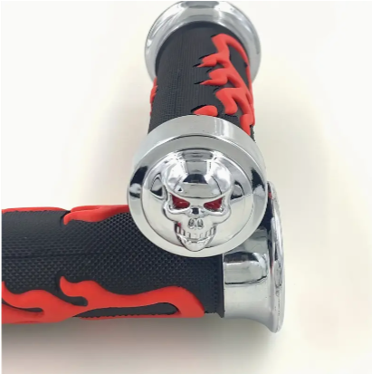 Universal Flame Skull 7/8" 22mm Motorcycle Handlebar Hand Grips