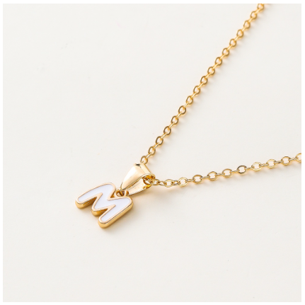 St.kunkka Three-Dimensional Metal English Letter Pendant Necklace Ladies Necklace A-Z for Gift M