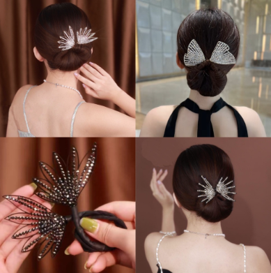 Rhinestone Plate Hair Twist Clip Back of Head Hair Artifact Bud Hairpin Hair Coil Tool Luxury Hair Accessories